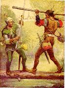 Louis Rhead Robin Hood and Little John oil on canvas